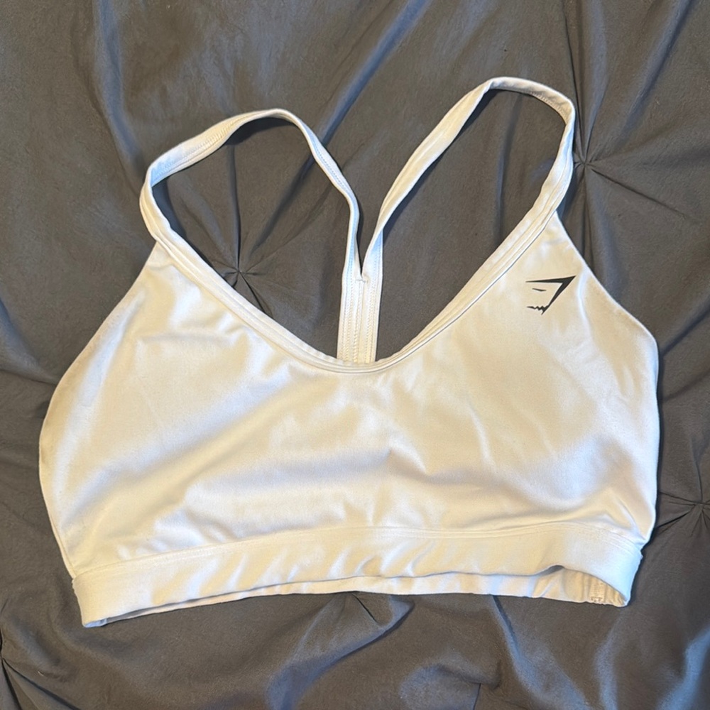 Gymshark White Sports Bra with Racerback Design